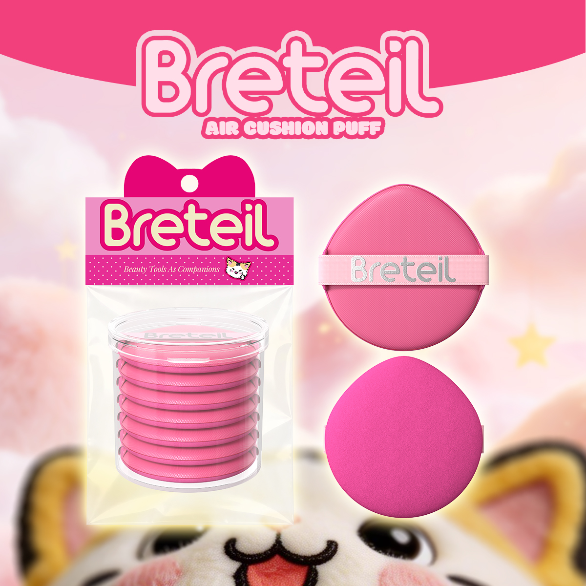 Breteil Wholesale  3PCS Powder Puff Loose Sponge Washable Powder Cosmetic Soft Cotton Puff Teardrop-shaped 7PCS Powder Puff - 图片 1