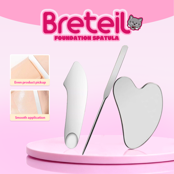 Breteil Wholesale Stainless Steel  Liquid Foundation Spatula Cosmetic Color Palette Mixer Shovel Mixing Spatula