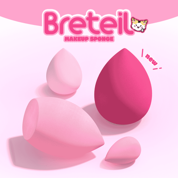 Breteil Makeup Sponge Soft Touch Facial Foundation Blending Beauty Cosmetic Puff Makeup Sponge Set Portable Travel Beauty Sponge
