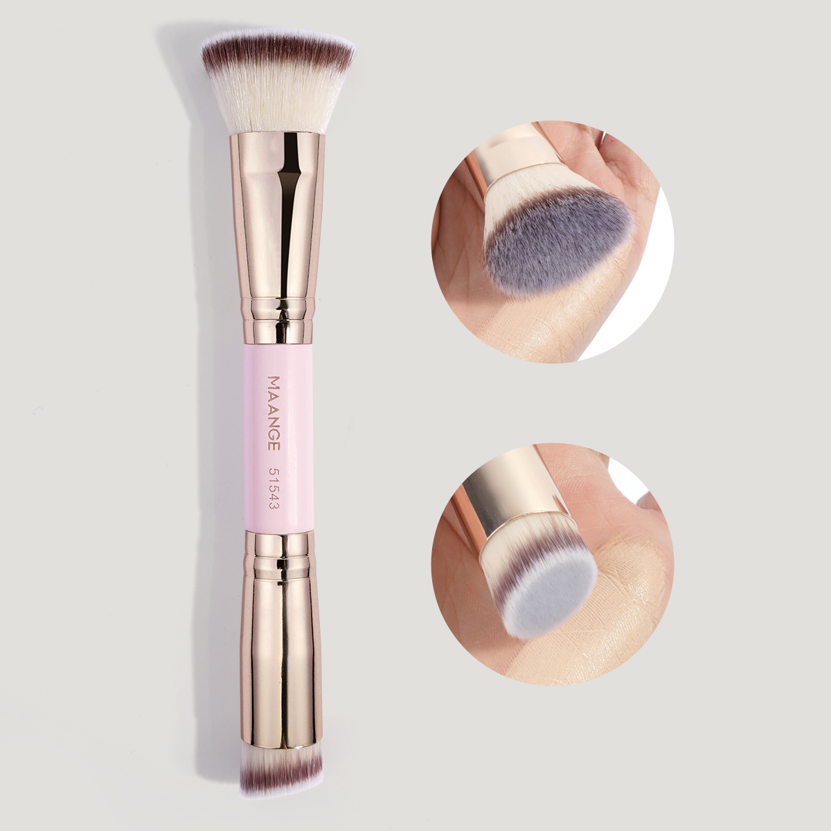 MAANGE Custom Logo Aluminum Tube Synthetic Hair  Double Ended  Single Makeup Foundation Brush Professional Makeup Brushes - 图片 1