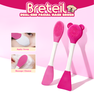 MAANGE Double Side Cute Bear Silicone Lip Brush Exfoliating Nose Clean Blackhead Removal Brushes Cream Spatula Silicone Rod