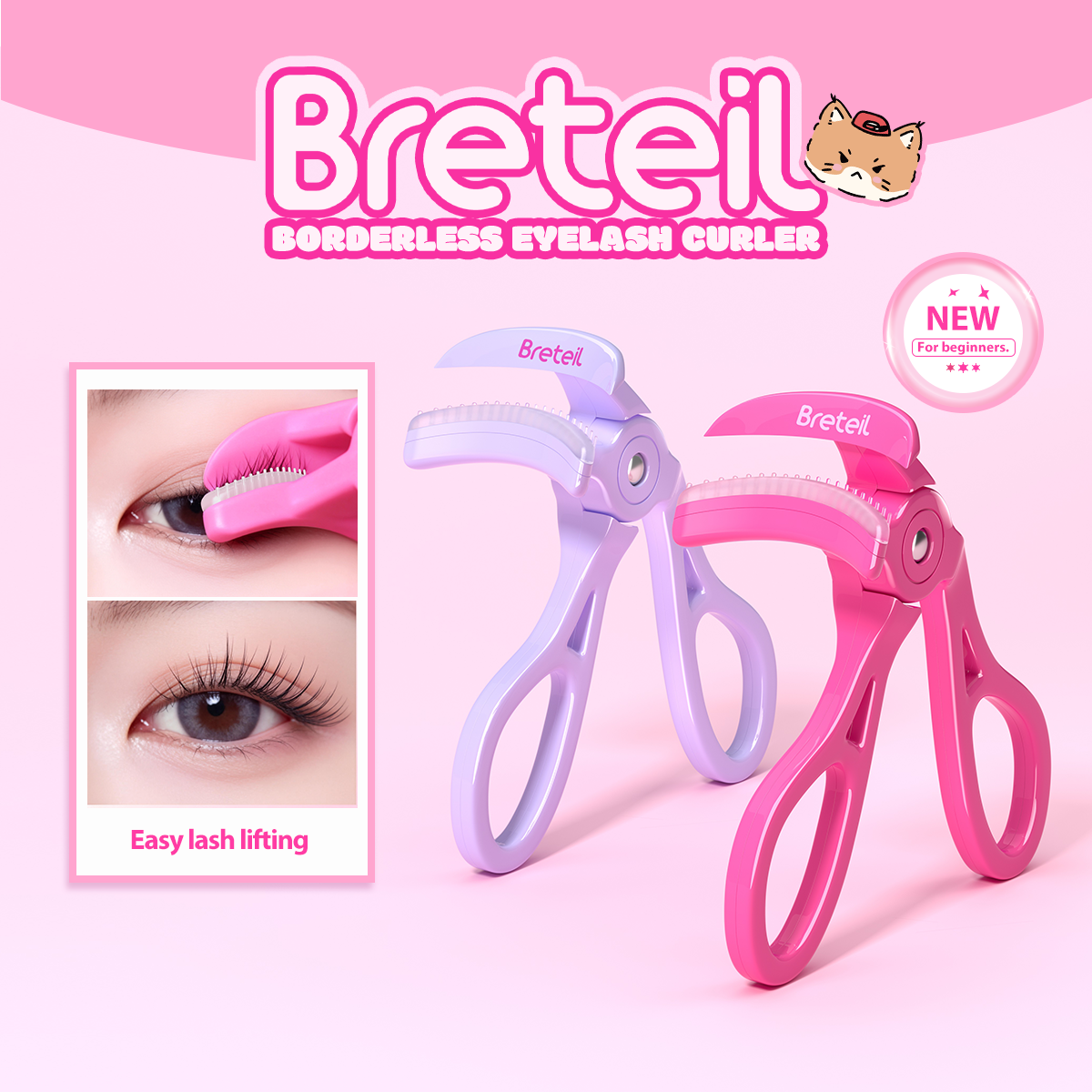 Breteil Professional Eyelash Curler Makeup Eyelash Curler Lady Women Nature Eyelash Handle Curl Long-lasting Eyelash Curler - 图片 1