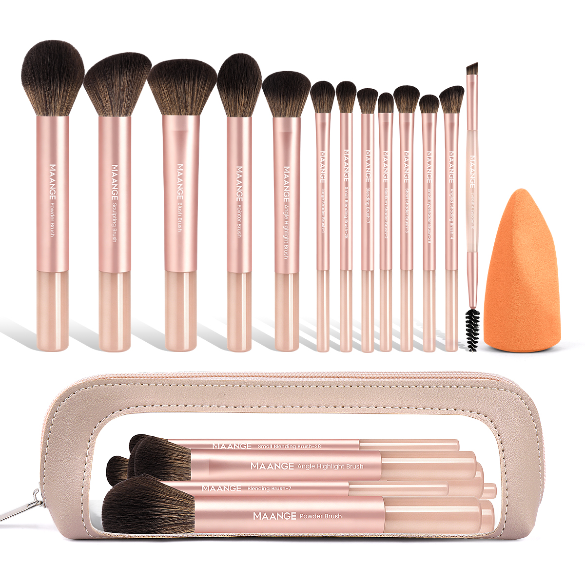 MAANGE Wholesale 13pcs Makeup Brushes 1PCS Powder Puff Foundation Blush Contouring Eyeshadow FacialProfessional Makeup Brush Kit - 图片 1