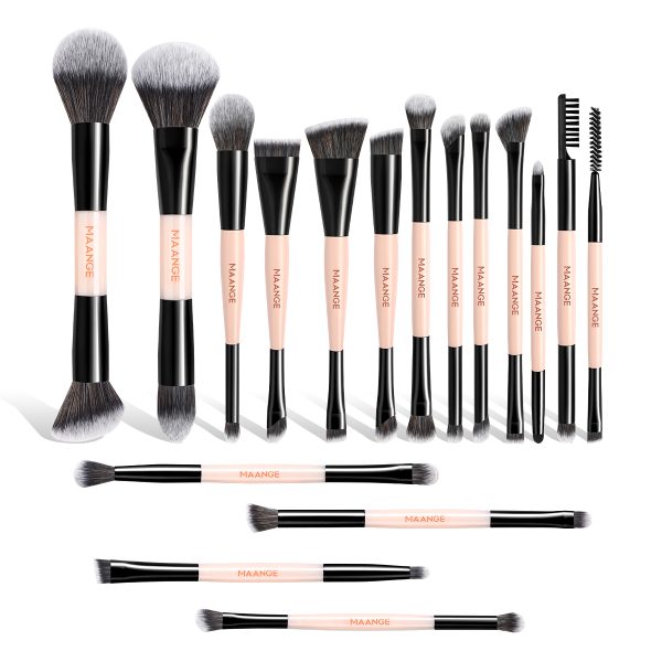 MAANGE Custom OEM&ODM 17pcs Cosmetic Brush Set Foundation Loose Powder Contour Concealer Eyeshadow Professional Makeup Brush Set