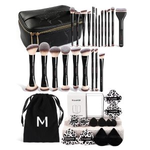 Professional Makeup Brush Wholesale Customized 21pcs Makeup Brushes 12pcs Powder Puff Makeup Bag Professional Makeup Brush Set
