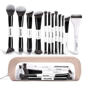 MAANGE Wholesale Custom logo OEM&ODM 12PCS Double-ended Makeup Brushes Set Facial Professional Makeup Brush Set
