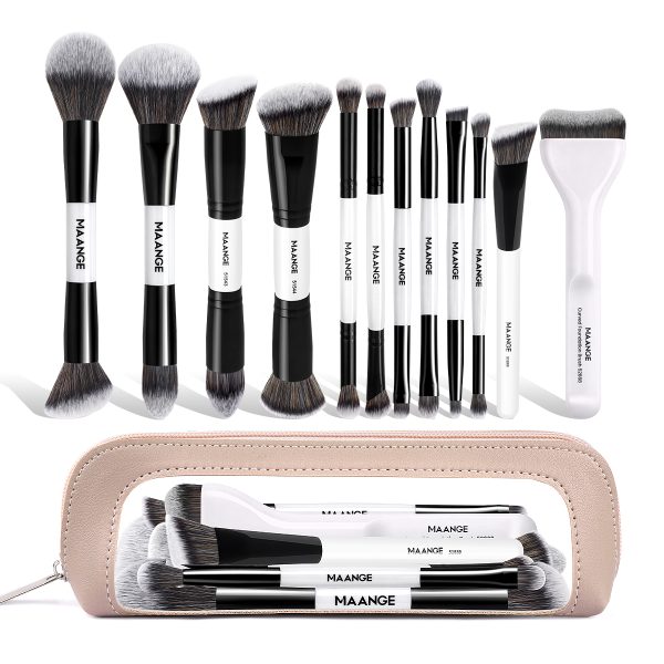 MAANGE Wholesale Custom logo OEM&ODM 12PCS Double-ended Makeup Brushes Set Facial Professional Makeup Brush Set
