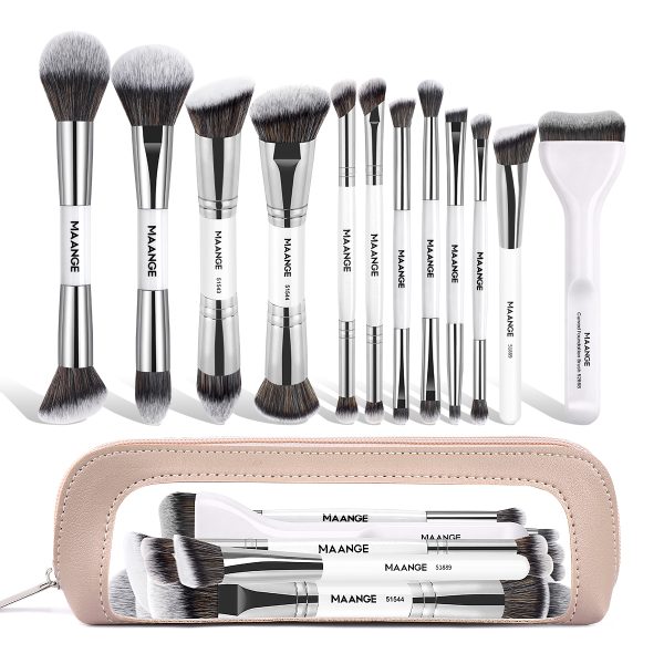 MAANGE Wholesale Custom logo OEM&ODM 12PCS Double-ended Makeup Brushes Set Facial Professional Makeup Brushes Set