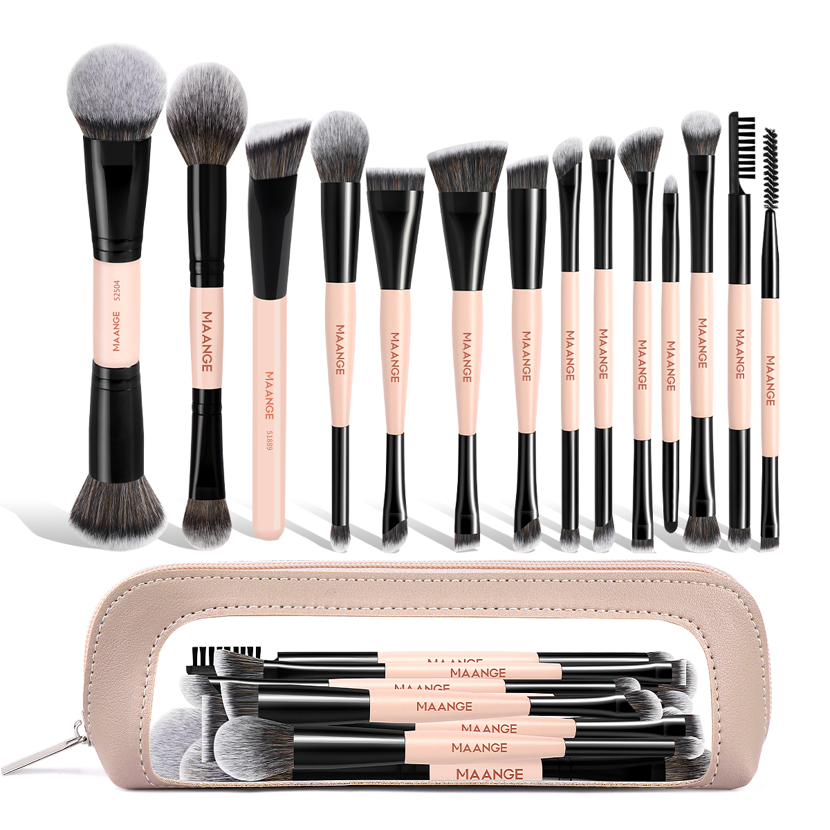 MAANGE Professional 14PCS Makeup Brush Set Foundation Concealer Eyeshadow Loose Powder Blush Professional Makeup Brush Set - 图片 1