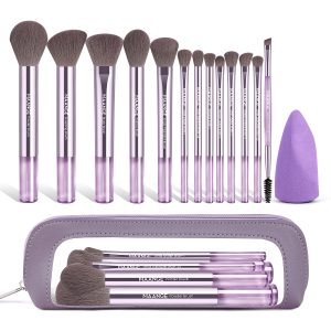 MAANGE Custom 13pcs Makeup Brushes 1PCS Powder Puff Foundation Blush Contouring Eyeshadow Facial Professional Makeup Brush Set - 图片 2
