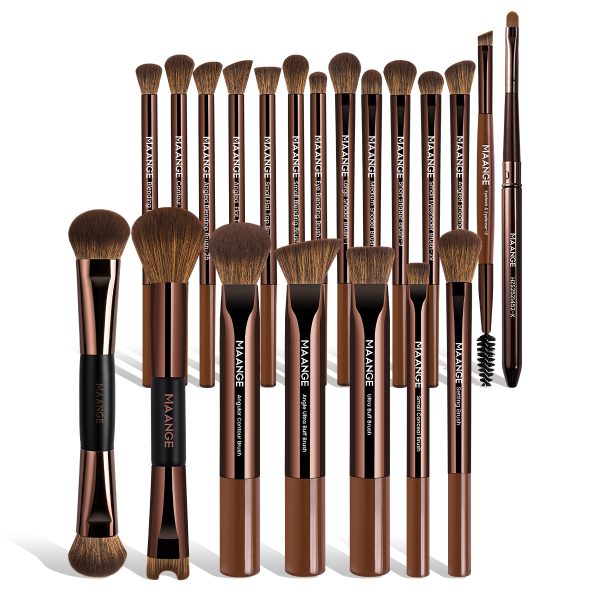 MAANGE 21PCS Professional Makeup Brushes Set Wholesale Customized Logo Eyeshadow Foundation Blush Facial Makeup Brush Set
