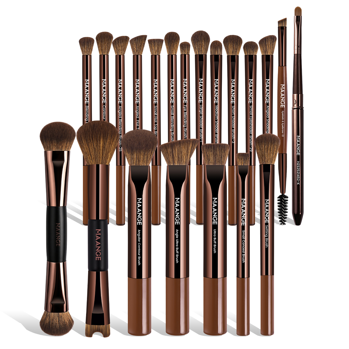 MAANGE 21PCS Professional Makeup Brushes Set Wholesale Customized Logo Eyeshadow Foundation Blush Facial Makeup Brush Set - 图片 1