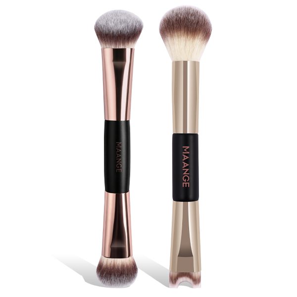 MAANGE 2PCS Double-ended Makeup Brush Foundation Conture Concealer Loose Powder Facial Professional Makeup Brush Set