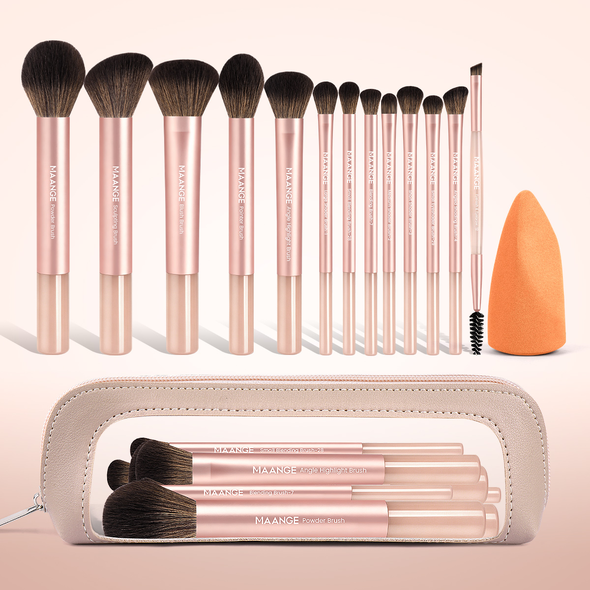 MAANGE Wholesale 13pcs Makeup Brushes 1PCS Powder Puff Foundation Blush Contouring Eyeshadow FacialProfessional Makeup Brush Kit - 图片 2