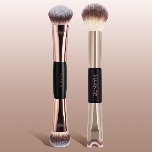 MAANGE 2PCS Double-ended Makeup Brush Foundation Conture Concealer Loose Powder Facial Professional Makeup Brush Set
