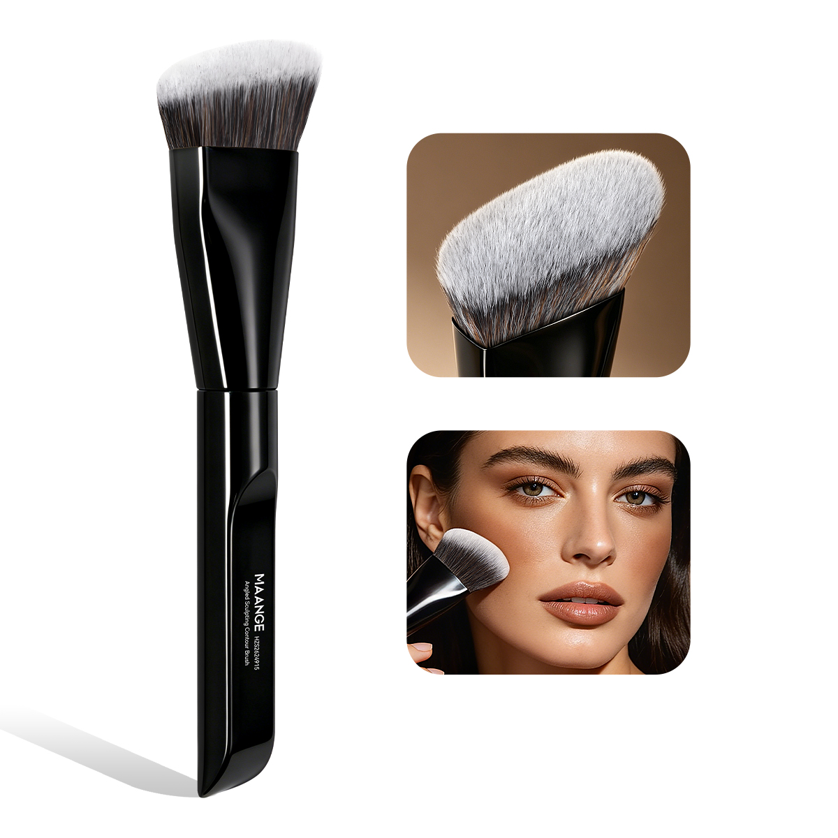 MAANGE Wholesale Professional Single Contour Makeup Brush 1pcs Angled Brush  Custom OEM&ODM  Luxury Professional Makeup Brush - 图片 1
