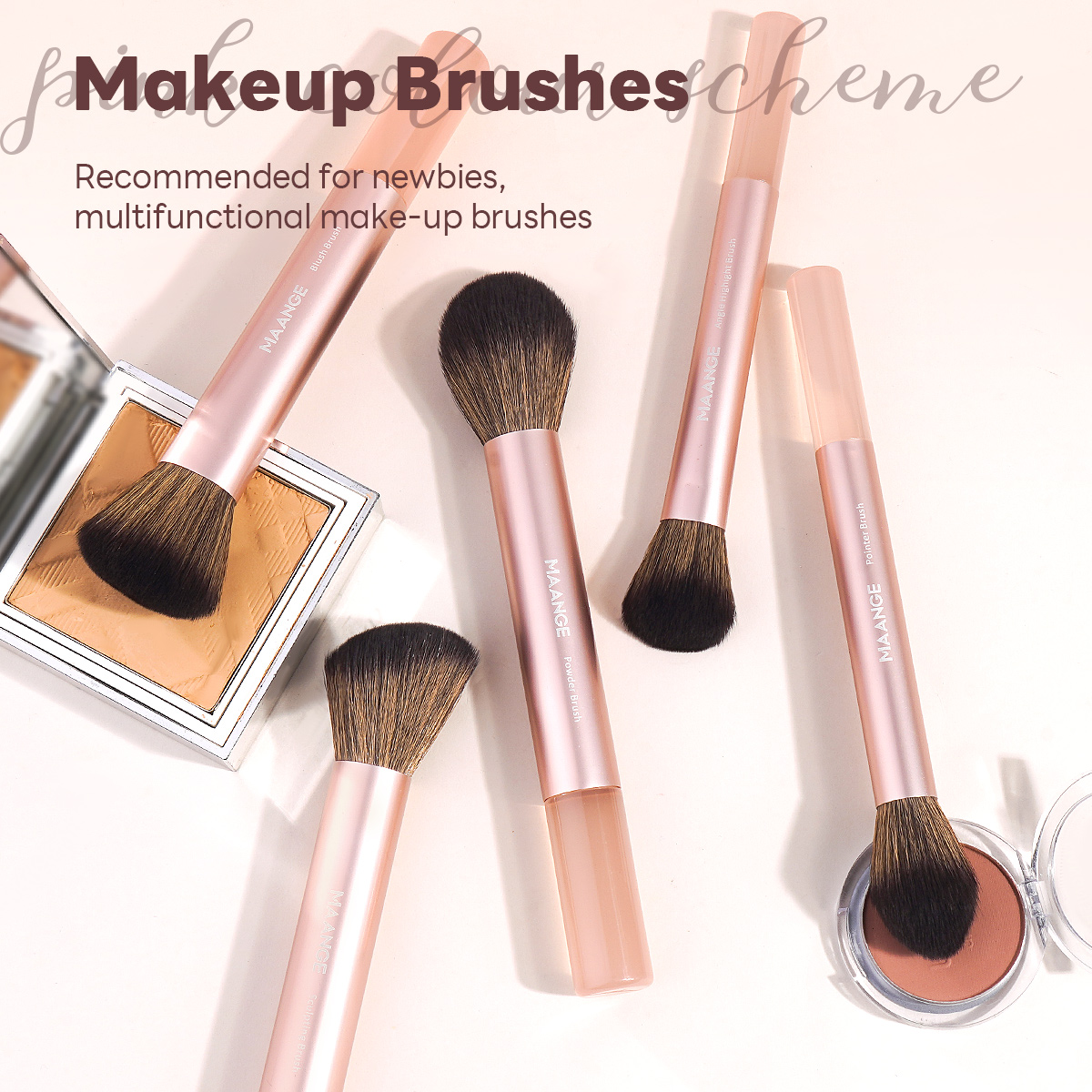 MAANGE Wholesale 13pcs Makeup Brushes 1PCS Powder Puff Foundation Blush Contouring Eyeshadow FacialProfessional Makeup Brush Kit - 图片 3