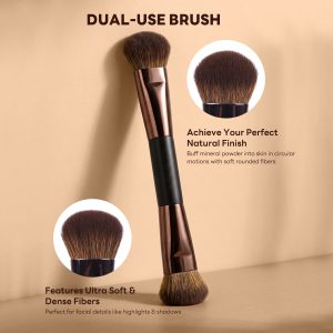 Custom Logo OEM&ODM Professional Makeup Brush Double Ended High Quality Single Makeup Loose Powder Foundation  Makeup Brushes - 图片 2