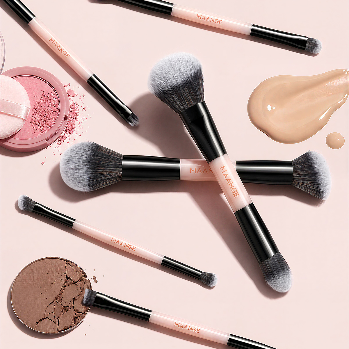 MAANGE Custom OEM&ODM 17pcs Cosmetic Brush Set Foundation Loose Powder Contour Concealer Eyeshadow Professional Makeup Brush Set - 图片 2