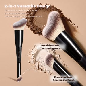 MAANGE Custom OEM&ODM Private Label 2 in 1 Makeup Brush Loose Powder Contour Blush Wholesale Professional Makeup Brush - 图片 2