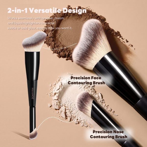 MAANGE Custom OEM&ODM Private Label 2 in 1 Makeup Brush Loose Powder Contour Blush Wholesale Professional Makeup Brush