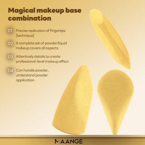 MAANGE  Wholesale Private Label Single Makeup Brush Liquid Flat Foundation Brush 3pcs Powder Puff Professional Makeup Brush - 图片 3