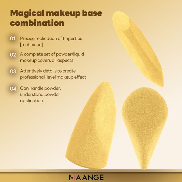 MAANGE  Wholesale Private Label Single Makeup Brush Liquid Flat Foundation Brush 3pcs Powder Puff Professional Makeup Brush