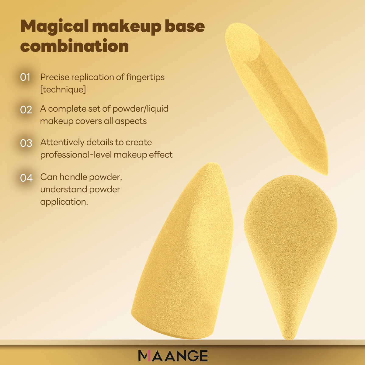 MAANGE  Wholesale Private Label Single Makeup Brush Liquid Flat Foundation Brush 3pcs Powder Puff Professional Makeup Brush - 图片 3