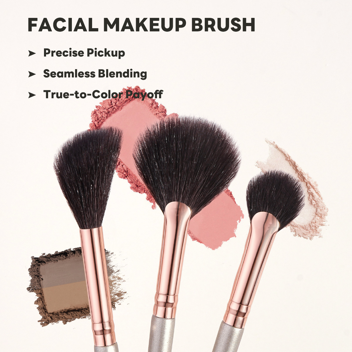 MAANGE Professionasl Custom OEM&ODM 3pcs Makeup Brush Contour Eyeshadow Highlighter Facial Professional Makeup Brush Set - 图片 2