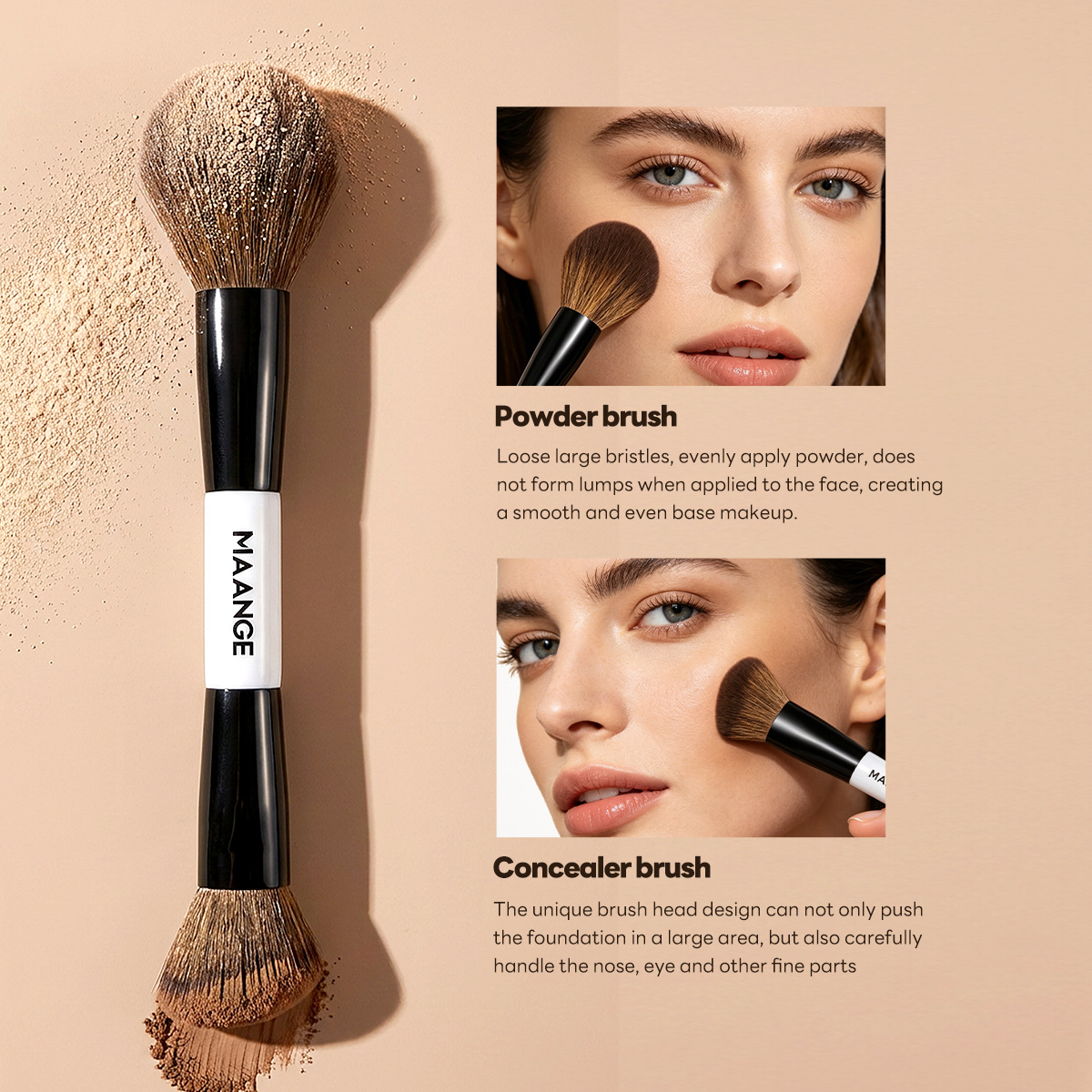 MAANGE Wholesale Custom Logo 17pcs Cosmetic Brush Set Foundation Loose Powder Contour Concealer Eyeshadow Makeup Brush Set - 图片 3
