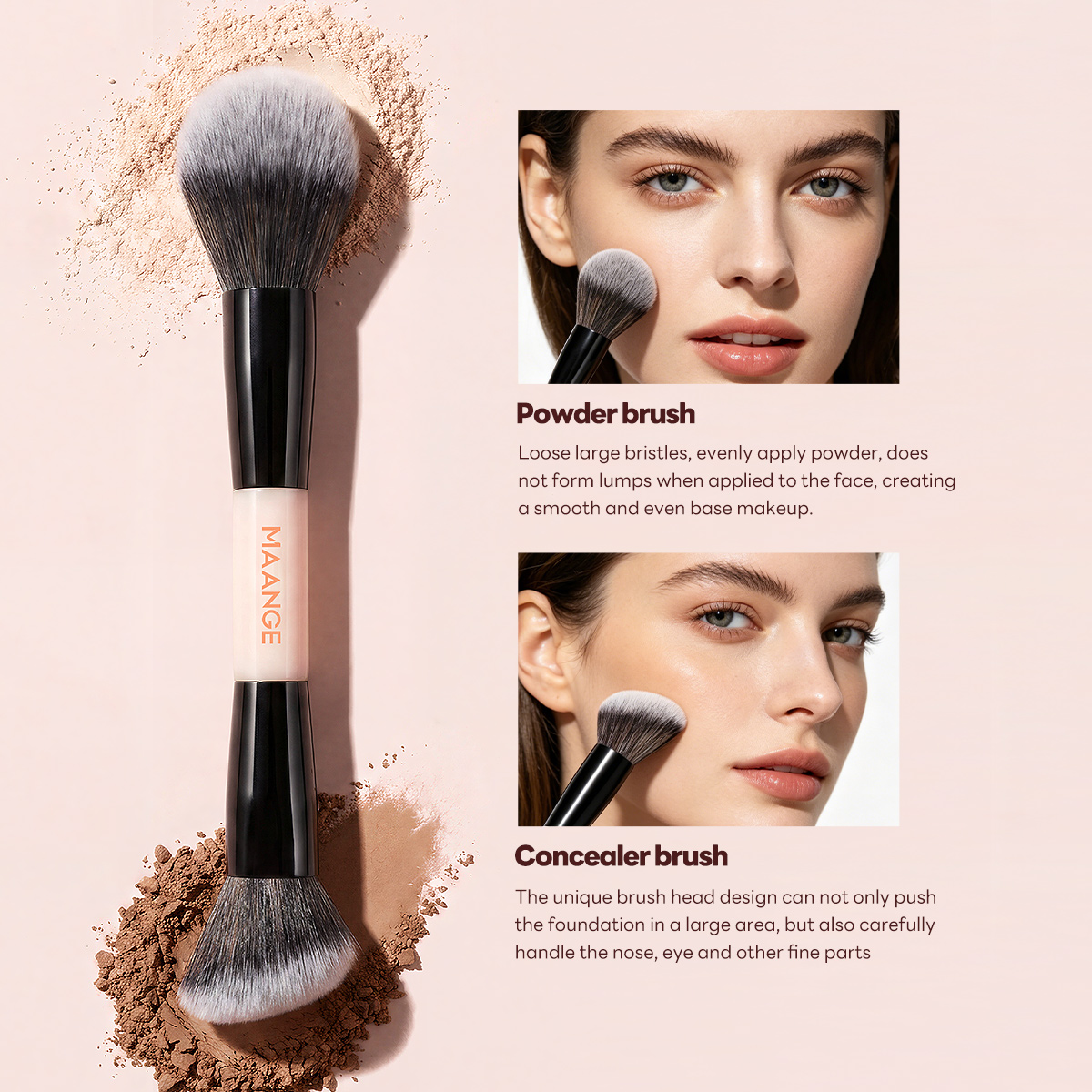 MAANGE Custom OEM&ODM 17pcs Cosmetic Brush Set Foundation Loose Powder Contour Concealer Eyeshadow Professional Makeup Brush Set - 图片 3
