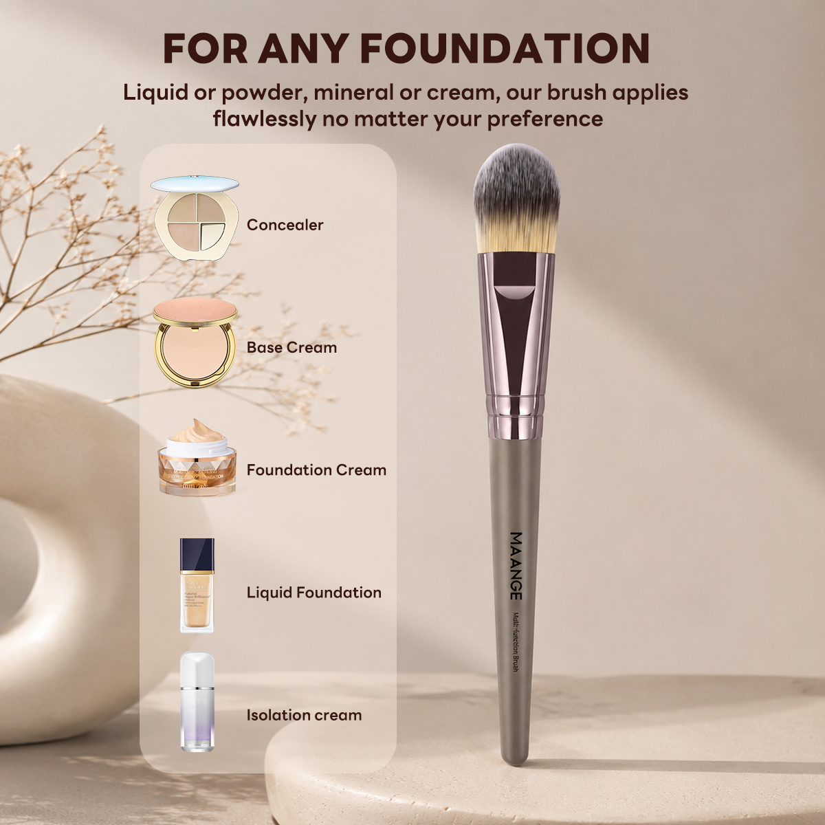 MAANGE Custom Logo OEM&ODM Private Label Foundation Brush  Liquid Wholesale Professional Makeup Brushes - 图片 5