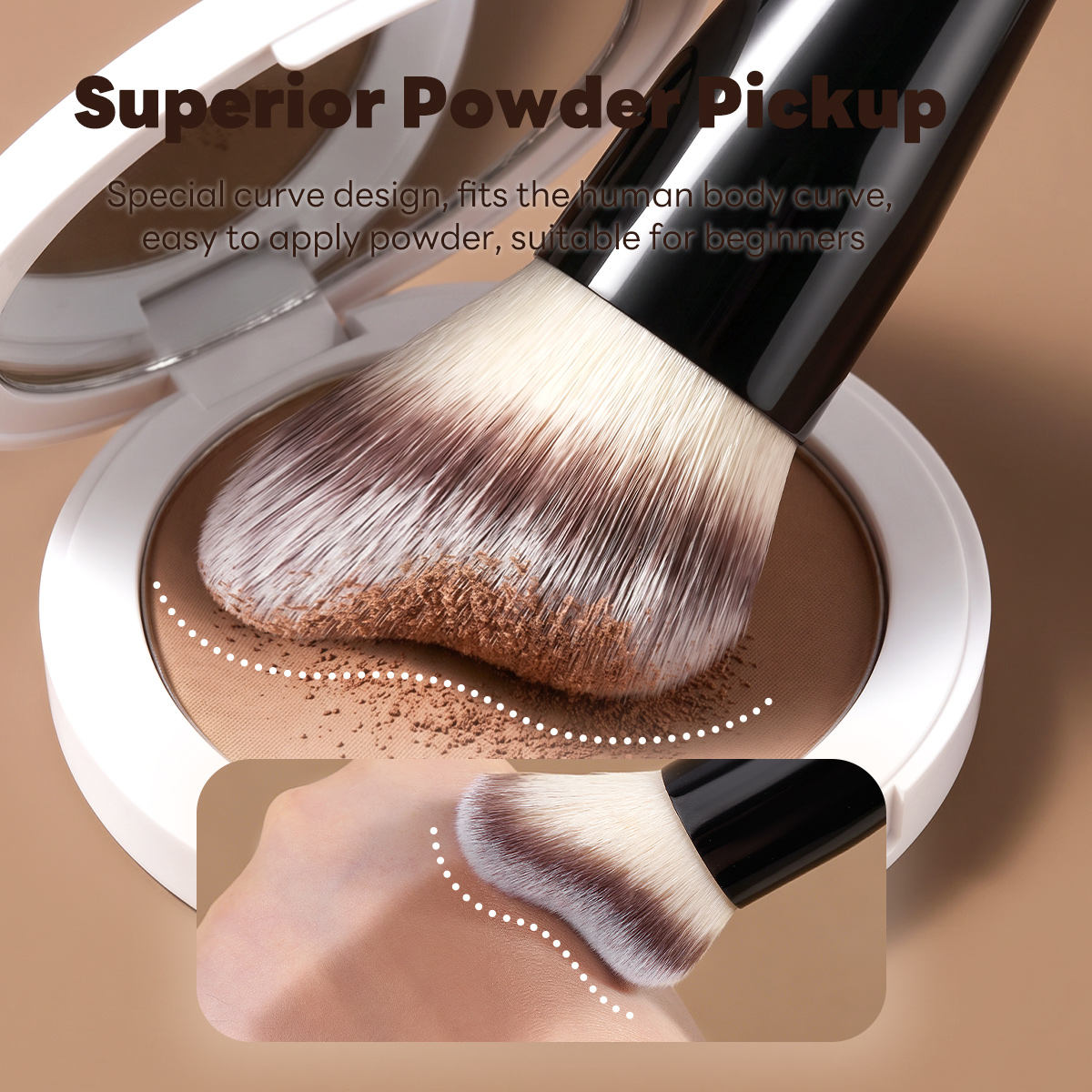 MAANGE Custom OEM&ODM Private Label 2 in 1 Makeup Brush Loose Powder Contour Blush Wholesale Professional Makeup Brush - 图片 4