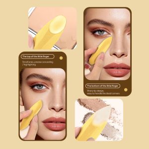 MAANGE  Wholesale Private Label Single Makeup Brush Liquid Flat Foundation Brush 3pcs Powder Puff Professional Makeup Brush - 图片 4
