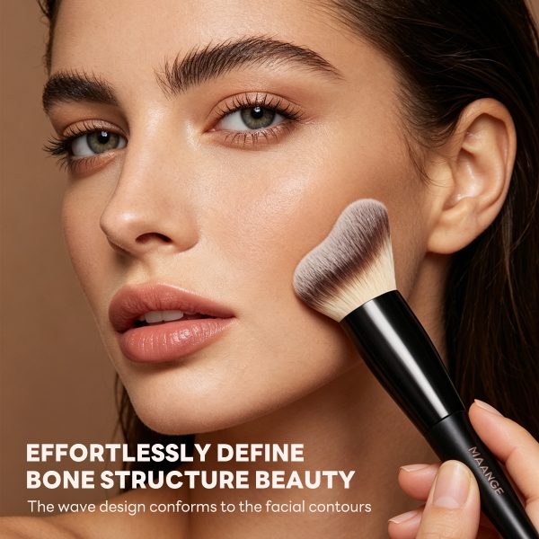 MAANGE Custom OEM&ODM Private Label 2 in 1 Makeup Brush Loose Powder Contour Blush Wholesale Professional Makeup Brush