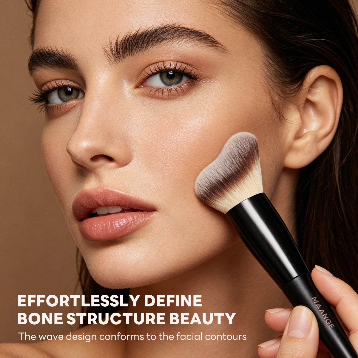 MAANGE Custom OEM&ODM Private Label 2 in 1 Makeup Brush Loose Powder Contour Blush Wholesale Professional Makeup Brush - 图片 5