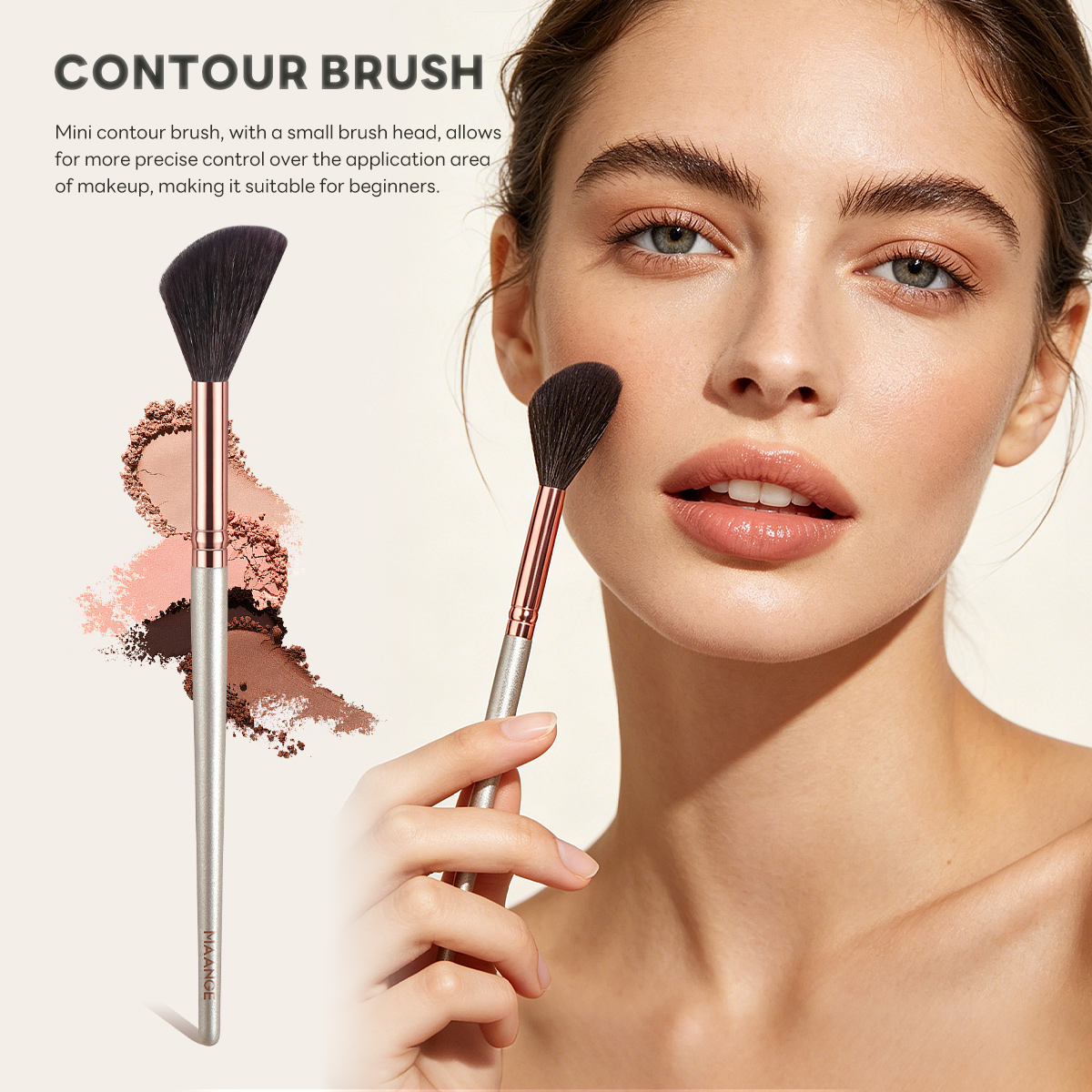 MAANGE Professionasl Custom OEM&ODM 3pcs Makeup Brush Contour Eyeshadow Highlighter Facial Professional Makeup Brush Set - 图片 6