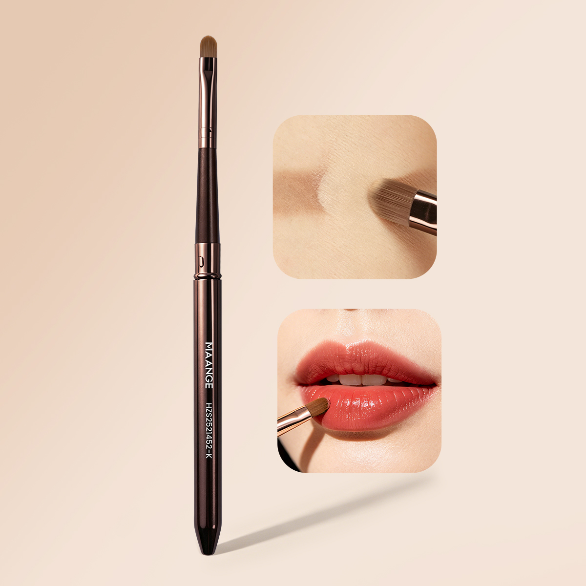 MAANGE Wholesale Custom OEM&ODM 2-in-1 Makeup Brush Concealer Brush Lip Brush Travel Portable  Professional Makeup Brush - 图片 1