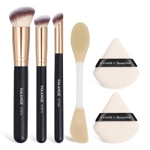 MAANGE Wholesale 3pcs Makeup Brush Face Beauty Tools 2PCS Powder Puff Silicone Facial Mask Brush Professional Makeup Brush Set
