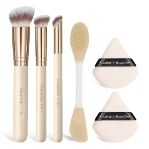 MAANGE Custom Logo 3pcs Makeup Brush Face Beauty Tools Silicone Facial Mask Brush 2PCS Powder Puff Professional Makeup Brush Set