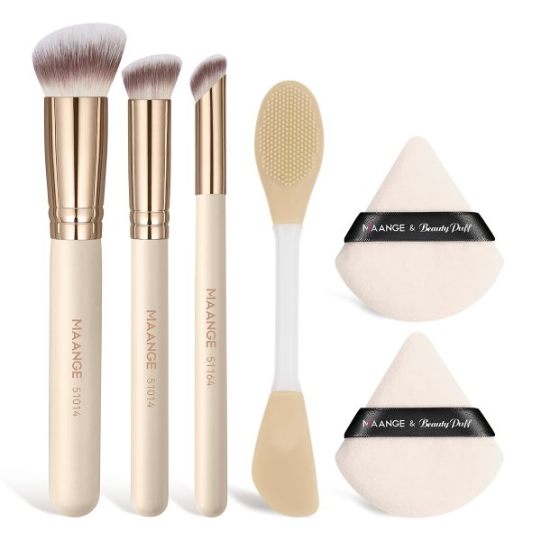 MAANGE Custom Logo 3pcs Makeup Brush Face Beauty Tools Silicone Facial Mask Brush 2PCS Powder Puff Professional Makeup Brush Set