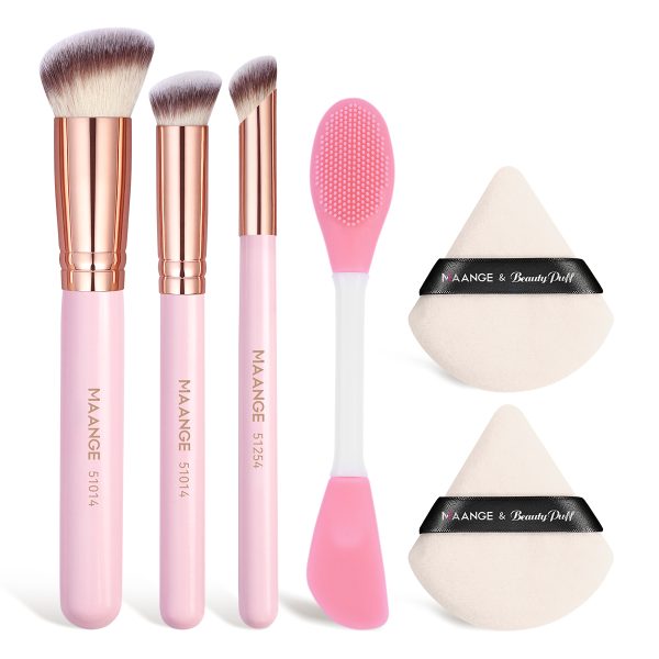MAANGE Wholesale 3pcs Makeup Brush  2PCS Powder Puff Silicone Facial Mask Brush Professional Facial Makeup Brush Set