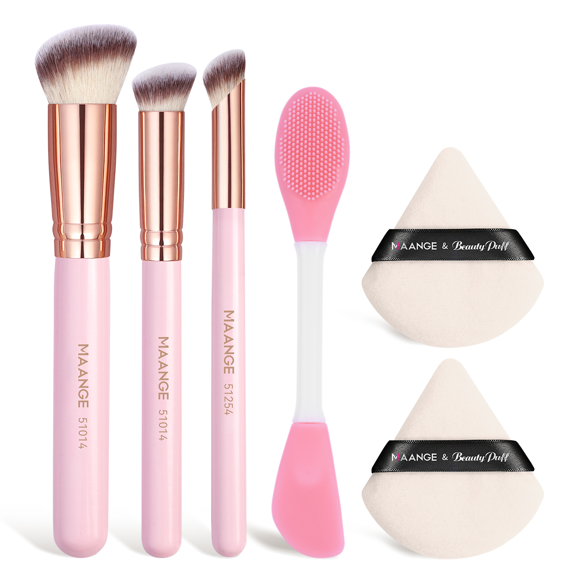 MAANGE Wholesale 3pcs Makeup Brush  2PCS Powder Puff Silicone Facial Mask Brush Professional Facial Makeup Brush Set - 图片 1