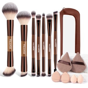 MAANGE Wholesale 7PCS Double-ended Makeup Brush Set 6PCS Powder Puff Makeup Bag Professional Facial Makeup Brush Set