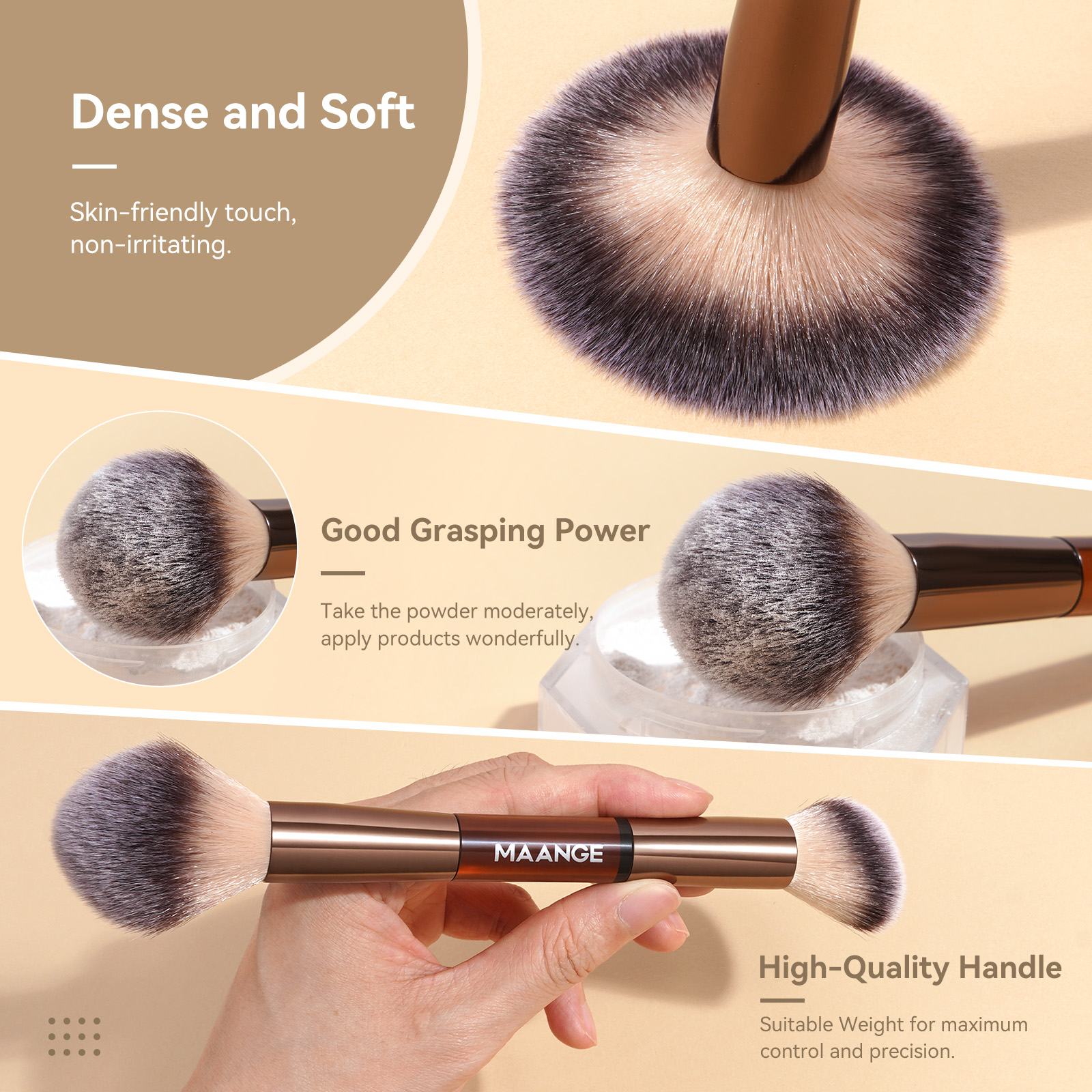 MAANGE Wholesale 7PCS Double-ended Makeup Brush Set 6PCS Powder Puff Makeup Bag Professional Facial Makeup Brush Set - 图片 4