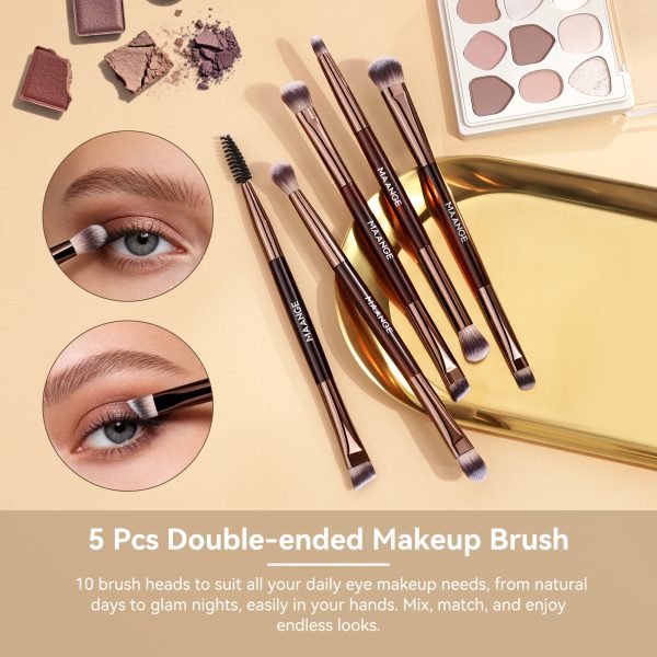 MAANGE Wholesale 7PCS Double-ended Makeup Brush Set 6PCS Powder Puff Makeup Bag Professional Facial Makeup Brush Set