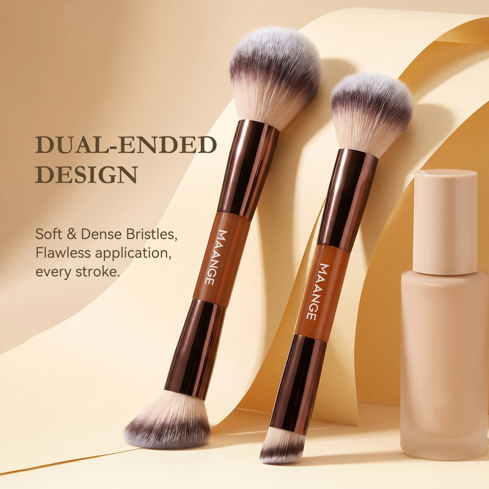 MAANGE Wholesale 7PCS Double-ended Makeup Brush Set 6PCS Powder Puff Makeup Bag Professional Facial Makeup Brush Set - 图片 6