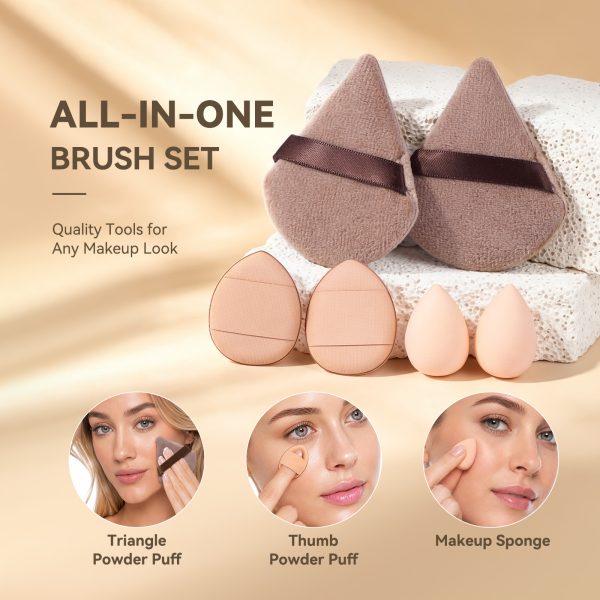 MAANGE Wholesale 7PCS Double-ended Makeup Brush Set 6PCS Powder Puff Makeup Bag Professional Facial Makeup Brush Set