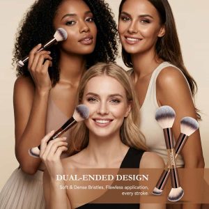 MAANGE Wholesale 7PCS Double-ended Makeup Brush Set 6PCS Powder Puff Makeup Bag Professional Facial Makeup Brush Set - 图片 8