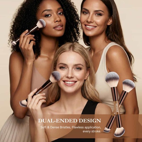 MAANGE Wholesale 7PCS Double-ended Makeup Brush Set 6PCS Powder Puff Makeup Bag Professional Facial Makeup Brush Set